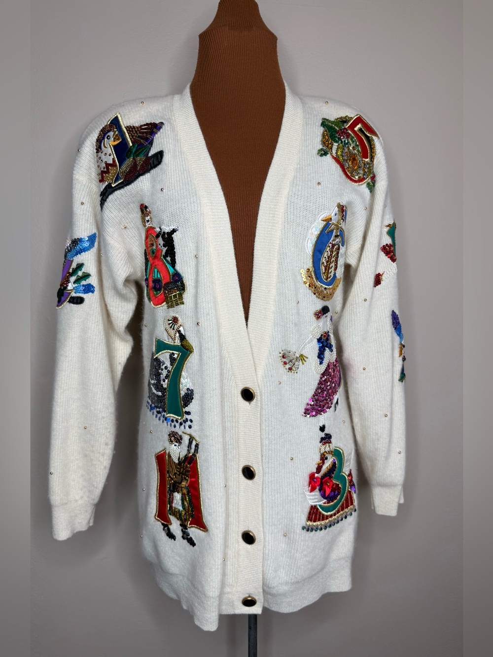 Marisa Christina Vintage Embellished Sequin Beaded Cardigan 12 Days Christmas Sm